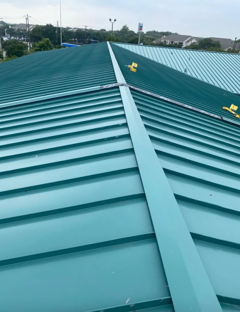Green commercial metal roof ridge and valley for Metal Roof Repair in Eastampton